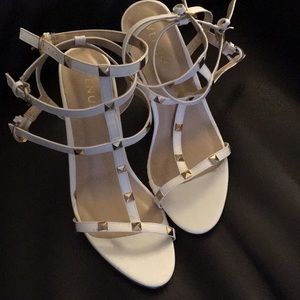 White gold studded wedged heel